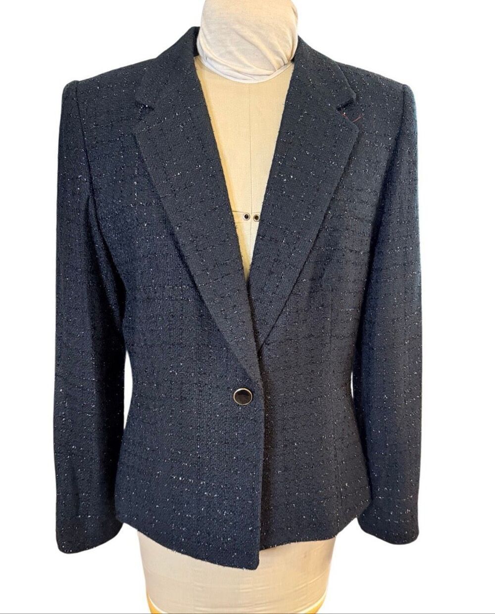 Judith Hart Womens Black Jacket Textured Metallic Sparkle Lined Size 12 Size Occ